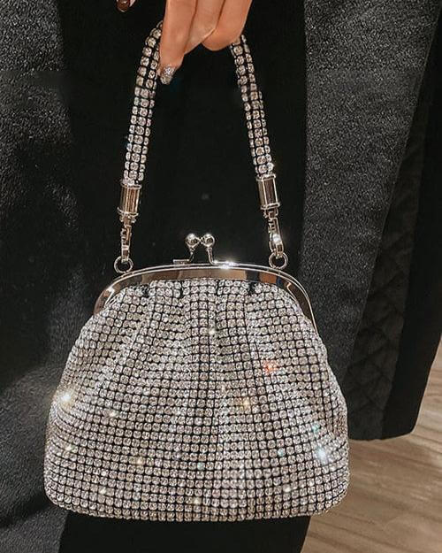 Bags Silver AMORA RHINESTONE CLUTCH BAG