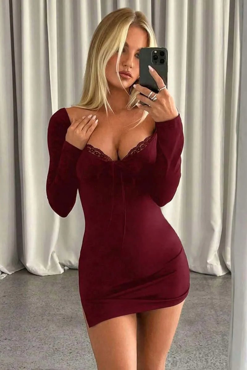Dresses BE MINE LONG SLEEVE MINI DRESS