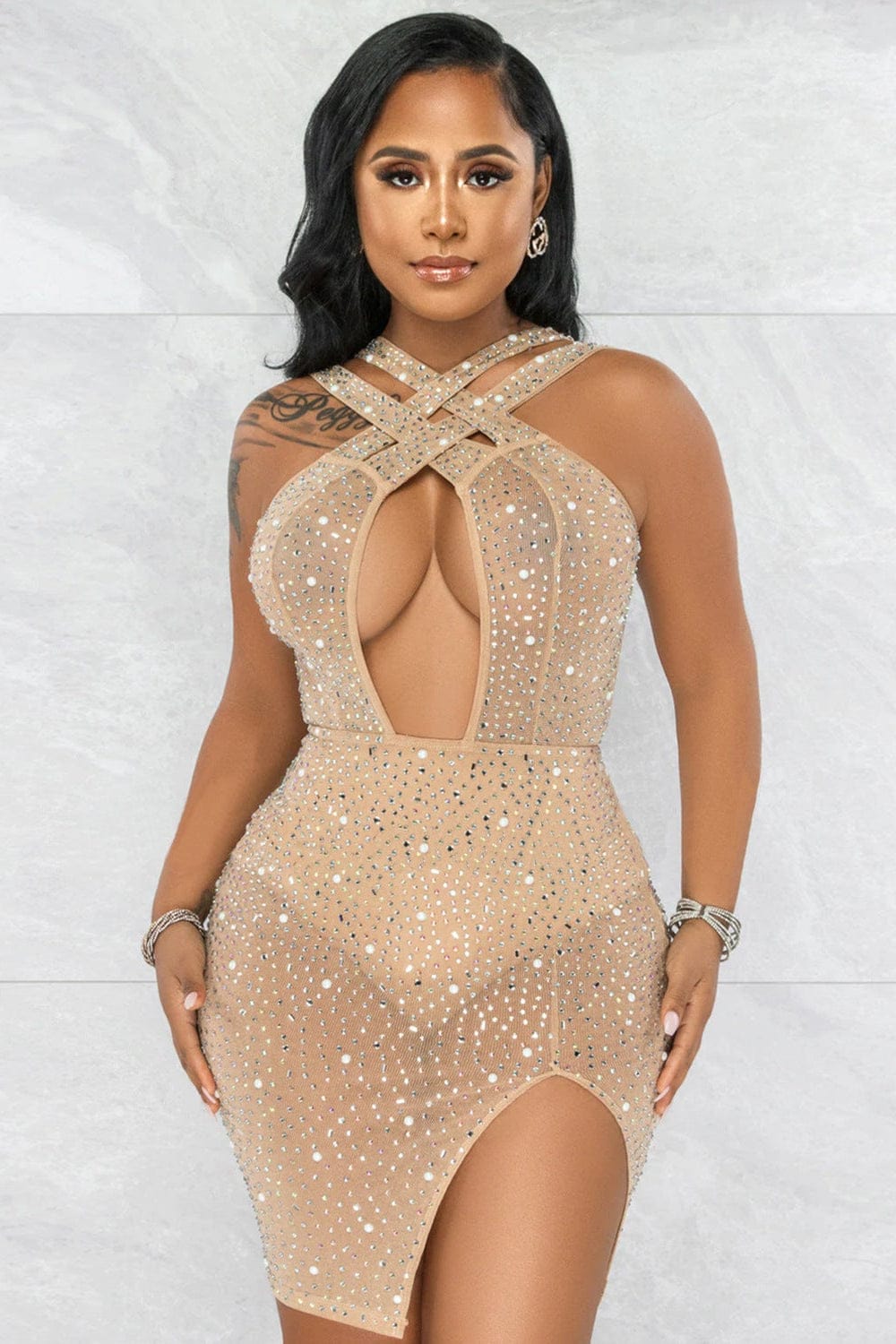 Dresses LUXE GLAM RHINESTONE MINI DRESS