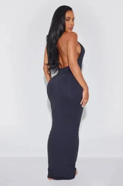 Plunging Halter Maxi Dress