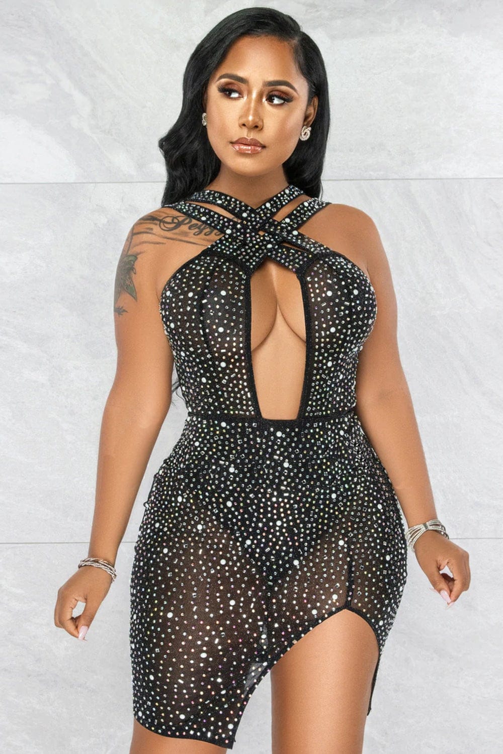 Dresses LUXE GLAM RHINESTONE MINI DRESS