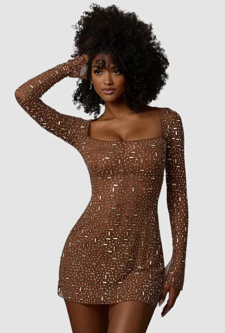 Dresses DIAMOND DRIP RHINESTONE MINI DRESS