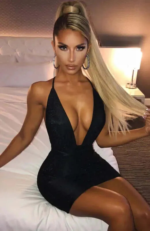 Dresses Black / S AFTER GLOW HALTER MINI DRESS