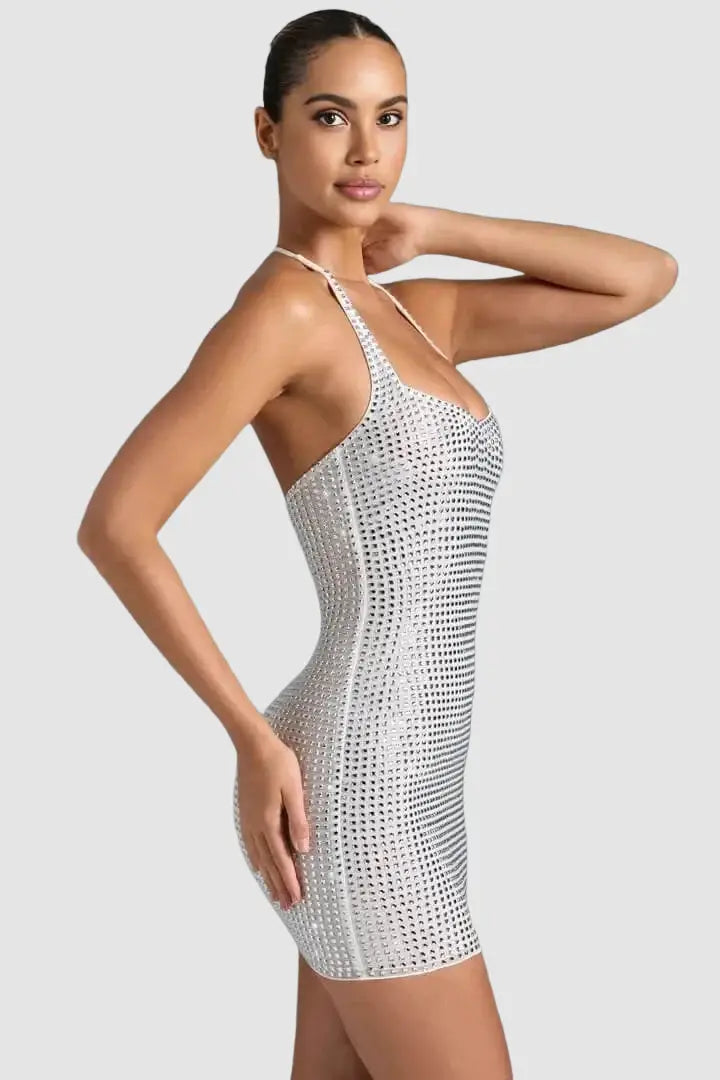 Dresses DIAMOND GIRL RHINESTONE HALTER DRESS