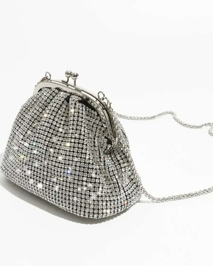 Bags Silver AMORA RHINESTONE CLUTCH BAG
