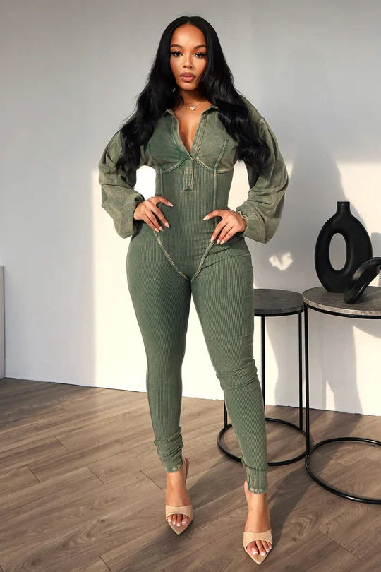 TOYA RIBBED CORSET JUMPSUIT