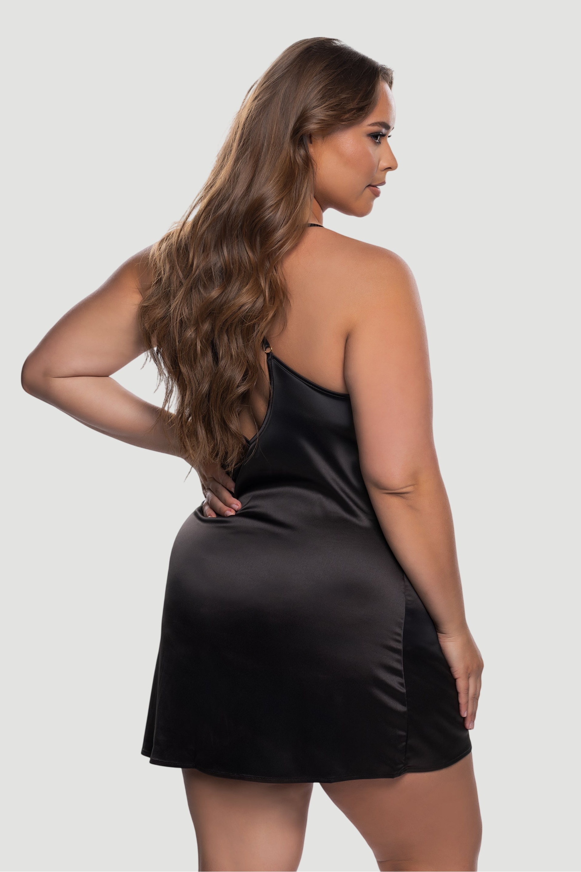 Black Satin NIghtdress Lingerie