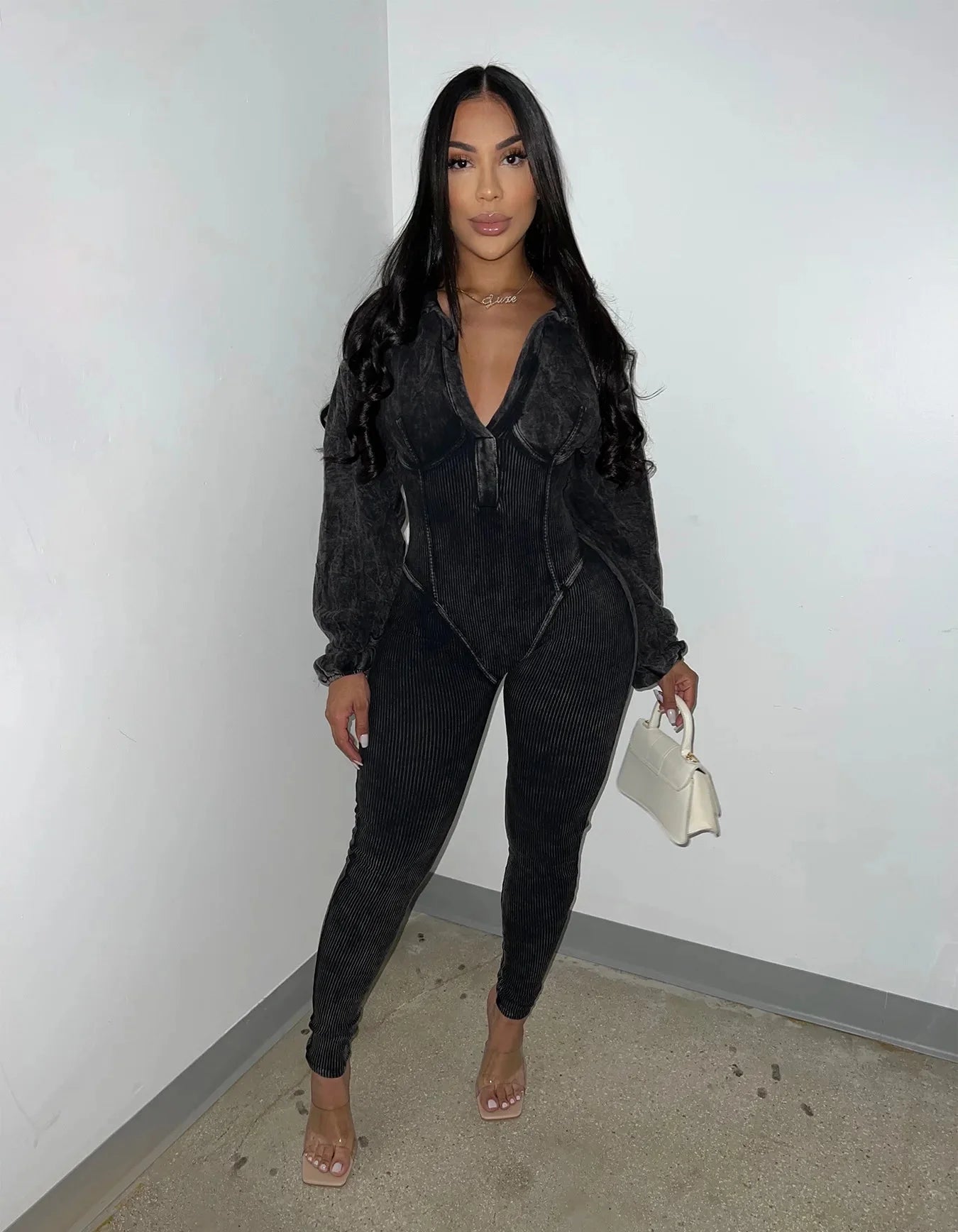 Mineral Wash  Ribbed One-Piece Outfit