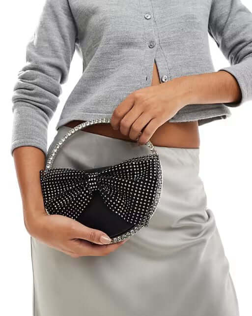 Bags Black ELINA RHINESTONE BOWTIE CLUTCH