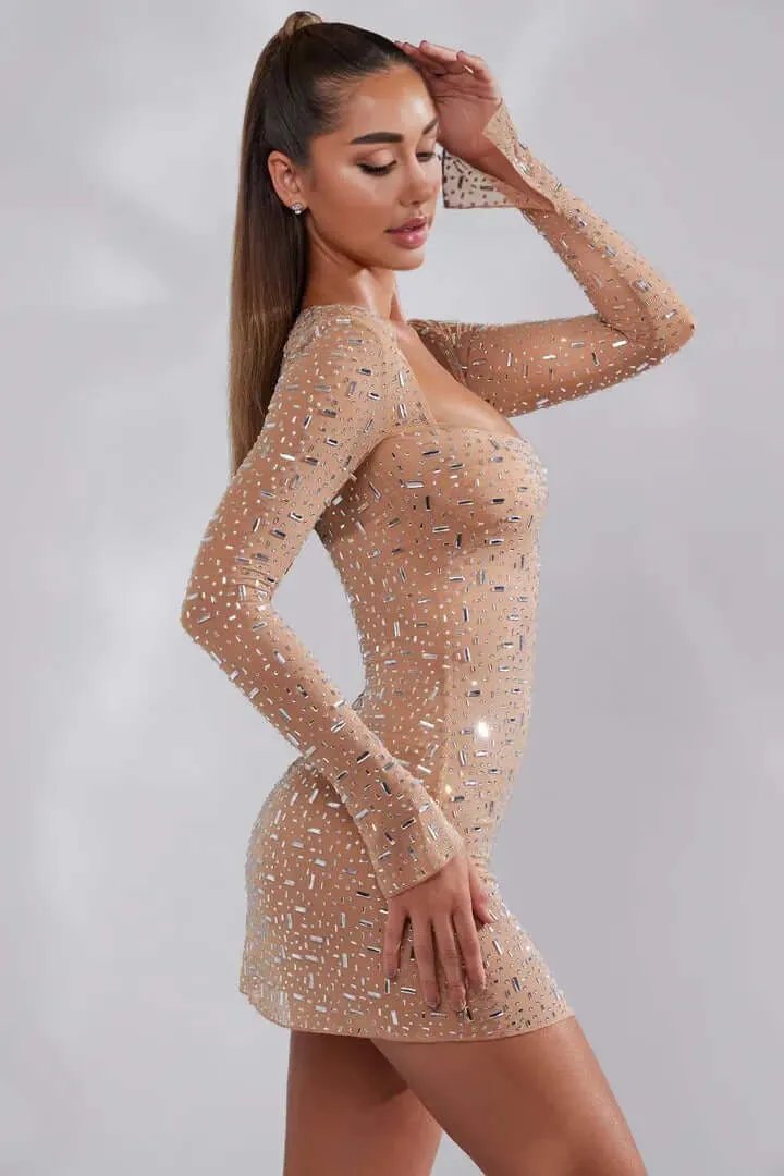 Dresses DIAMOND DRIP RHINESTONE MINI DRESS