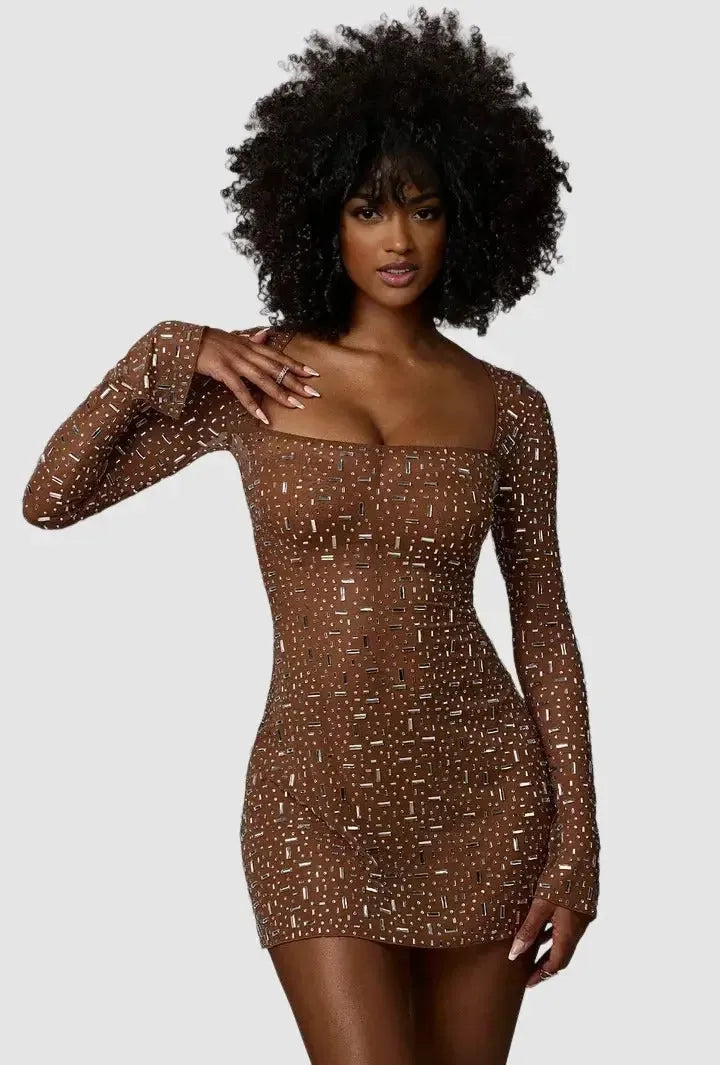 Dresses DIAMOND DRIP RHINESTONE MINI DRESS
