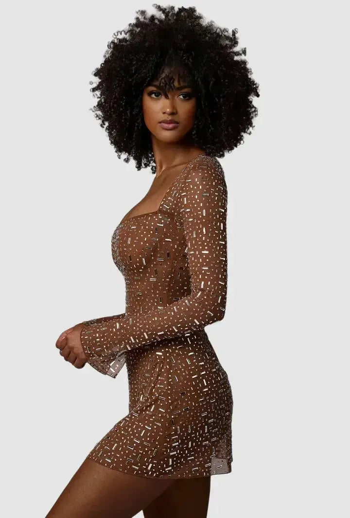 Dresses DIAMOND DRIP RHINESTONE MINI DRESS