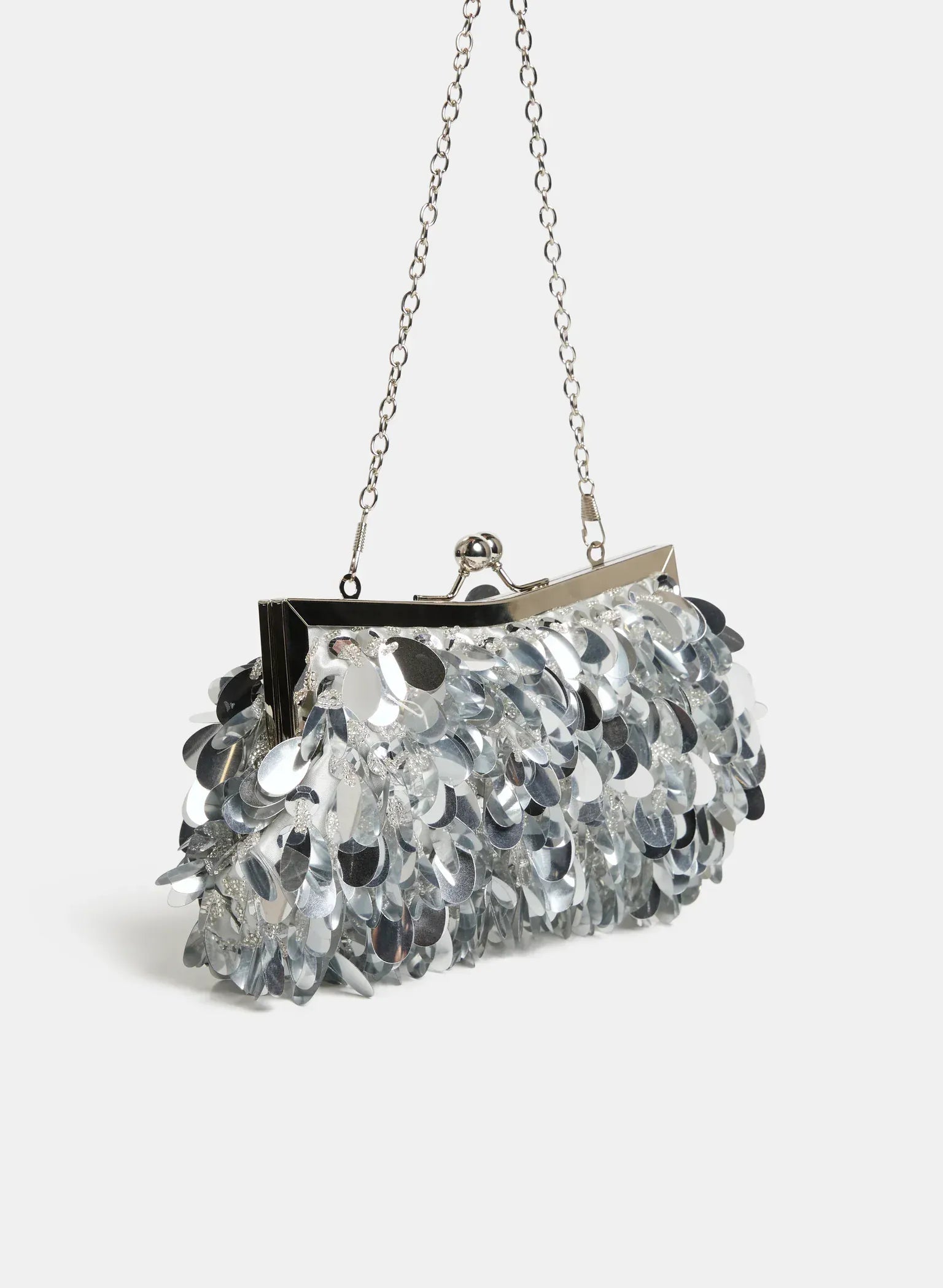 Bags Silver SILVER MUSE SPARKLY CLUTCH BAG